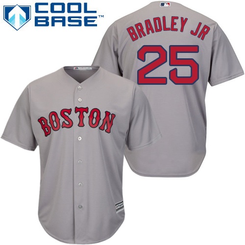 Red Sox #25 Jackie Bradley Jr Grey Cool Base Stitched Youth MLB Jersey - Click Image to Close